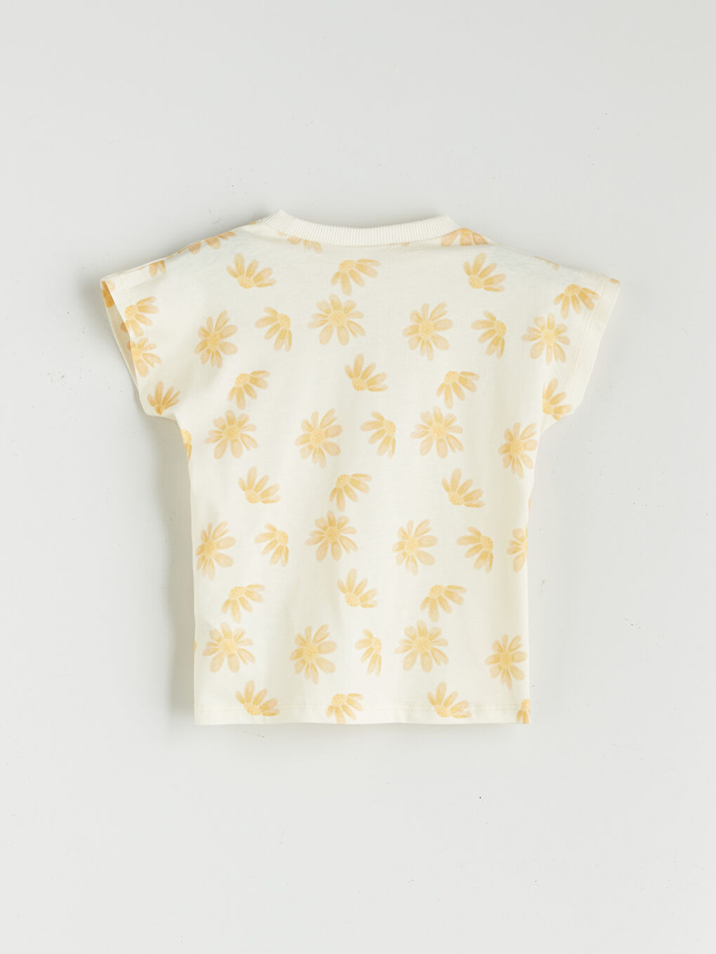 Ekru Çiçekli Kız Bebek Tişört ve Şort 2'li-2