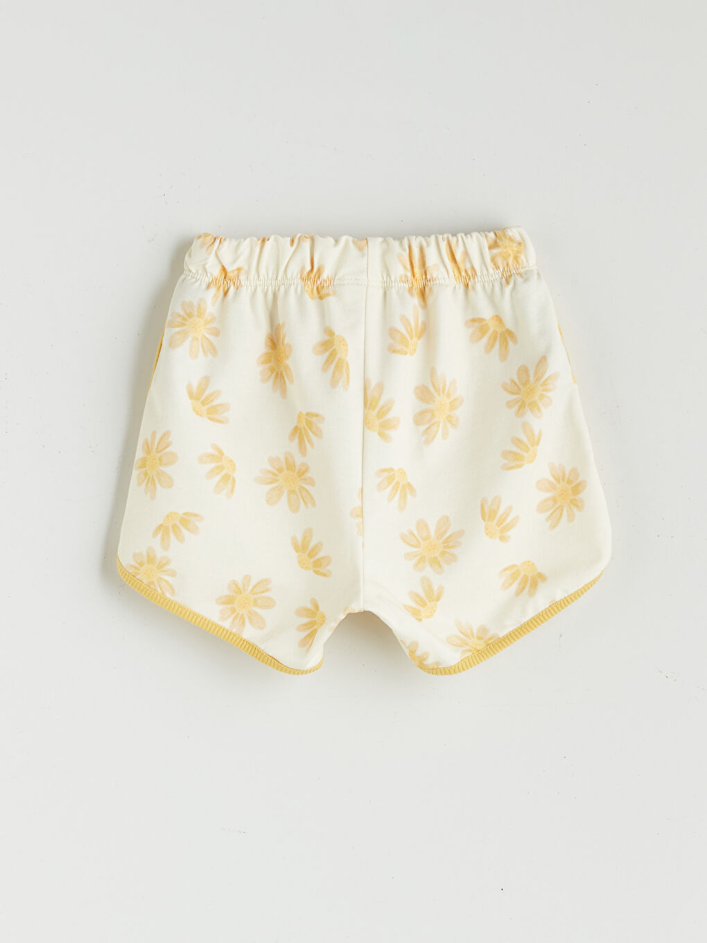 Ekru Çiçekli Kız Bebek Tişört ve Şort 2'li-4