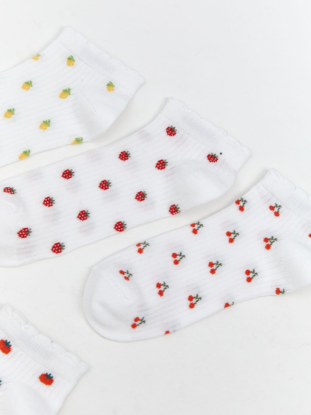 Ekru Baskılı Kadın Patik Çorap 5'li-1