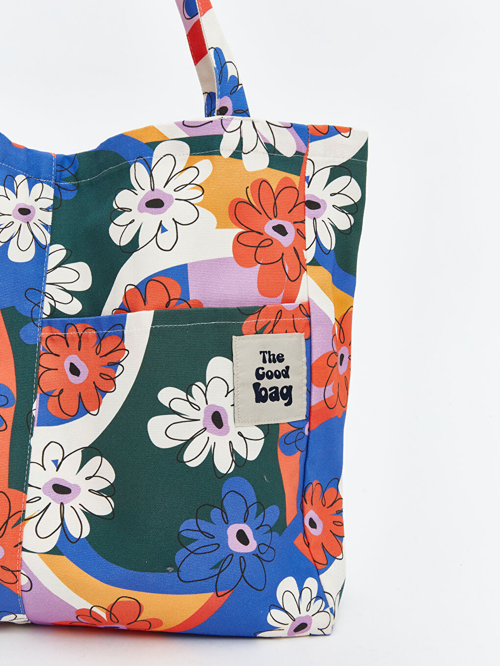 Lacivert Çiçek Baskılı Kadın Kol Çantası-2