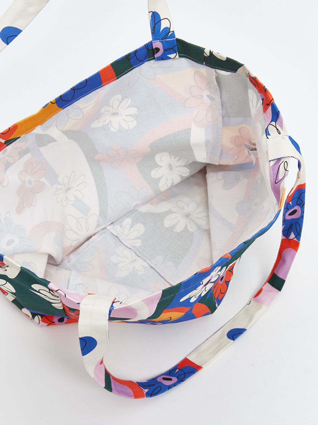 Lacivert Çiçek Baskılı Kadın Kol Çantası-3