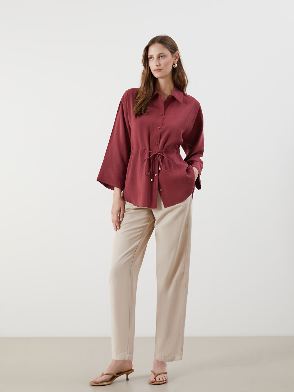 LCWAIKIKI Classic Carrot Fit Linen Blend Women's Trousers -S5QV72Z8-FFG