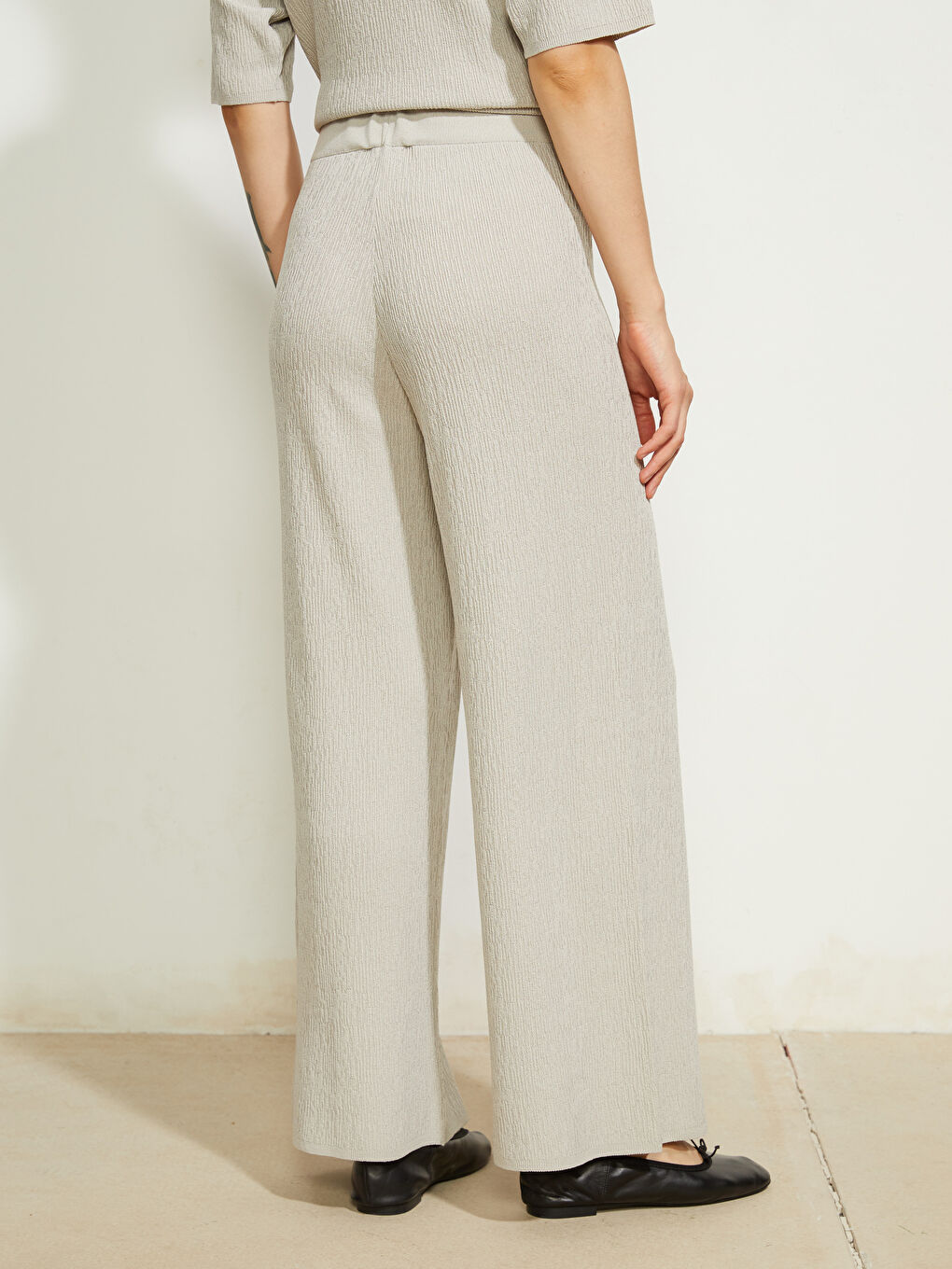 LCWAIKIKI Classic Elasticated Waist Textured Women's Knitwear Trousers -S5QV84Z8-1DU