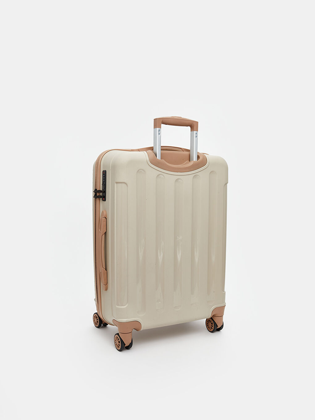 Bej Kilit Detaylı Küçük Boy Valiz-1