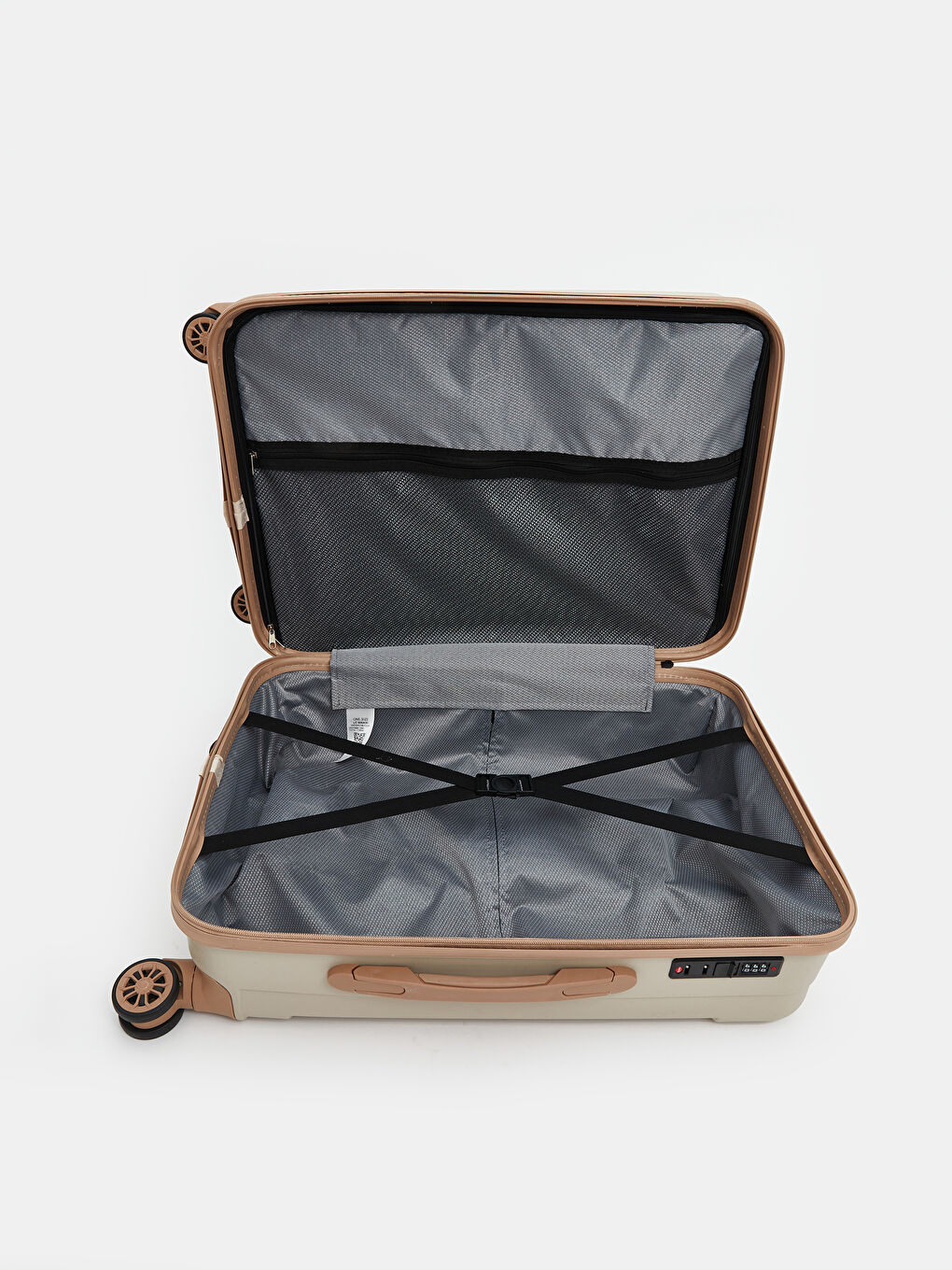 Bej Kilit Detaylı Büyük Boy Valiz-3