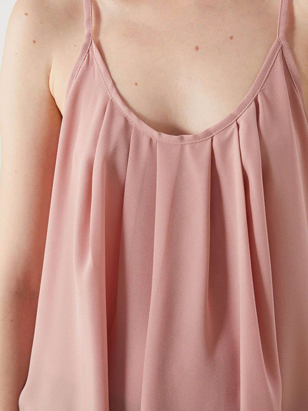 U Neck Pleated Strappy Blouse-2