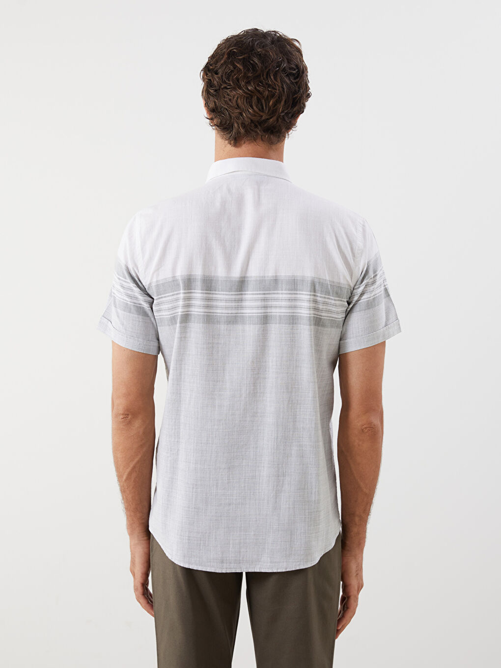 Regular Fit Short Sleeve Striped Poplin Men's Shirt -S5QY27Z8-LFM