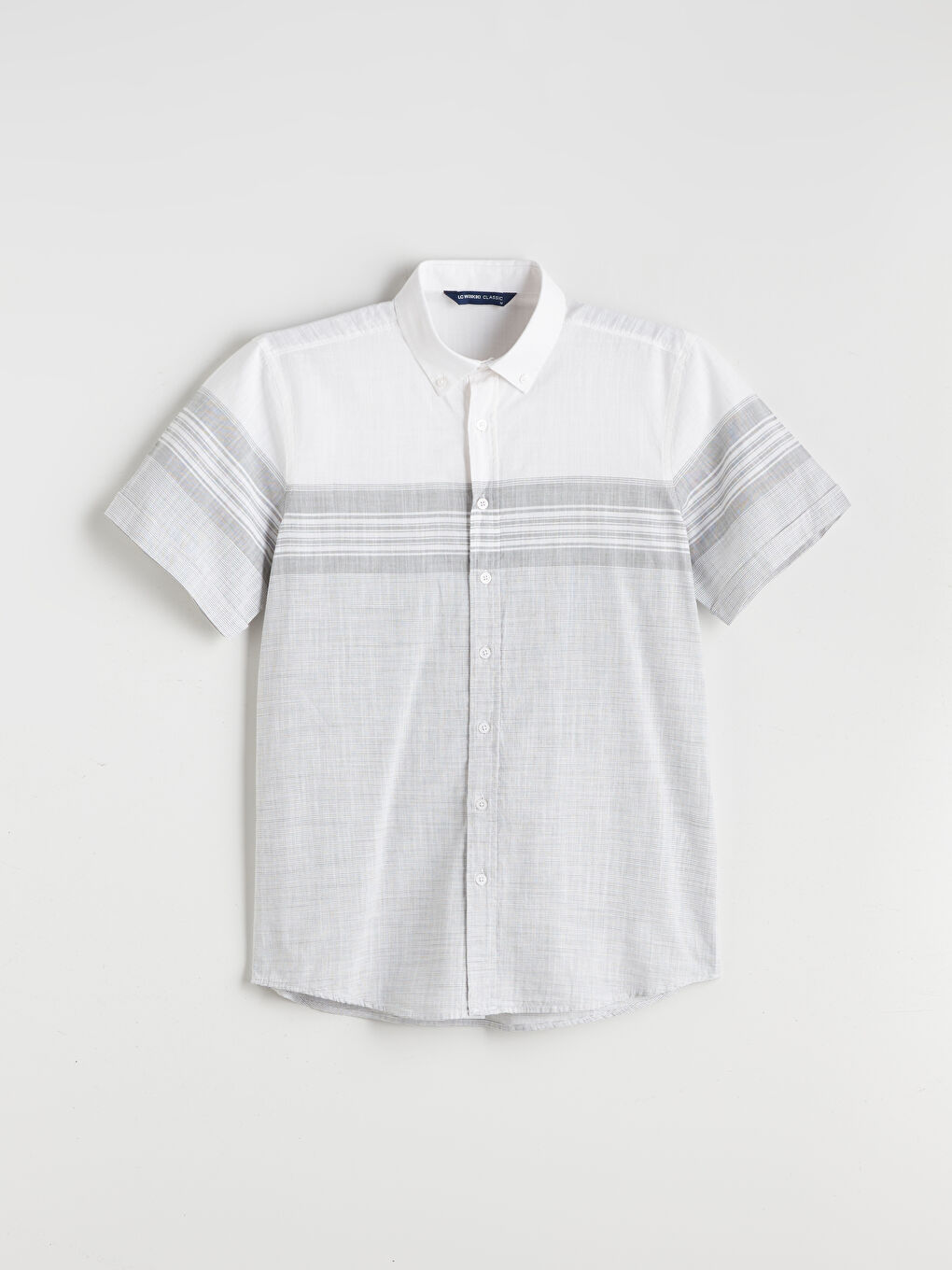 Regular Fit Short Sleeve Striped Poplin Men's Shirt -S5QY27Z8-LFM