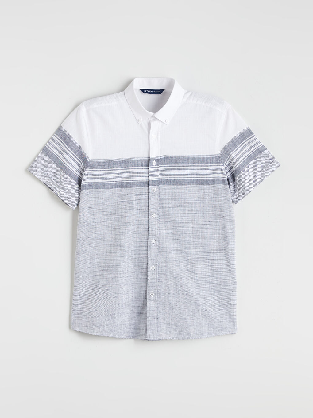 Regular Fit Short Sleeve Striped Poplin Men's Shirt -S5QY27Z8-LGB