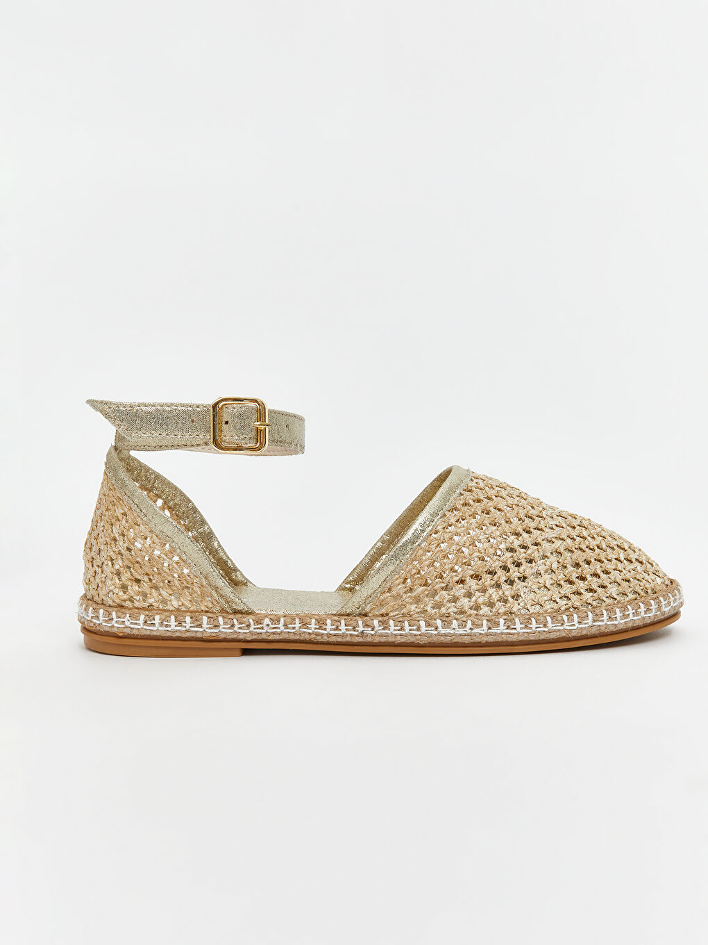 Bej Hasır Örgülü Kız Çocuk Babet-1