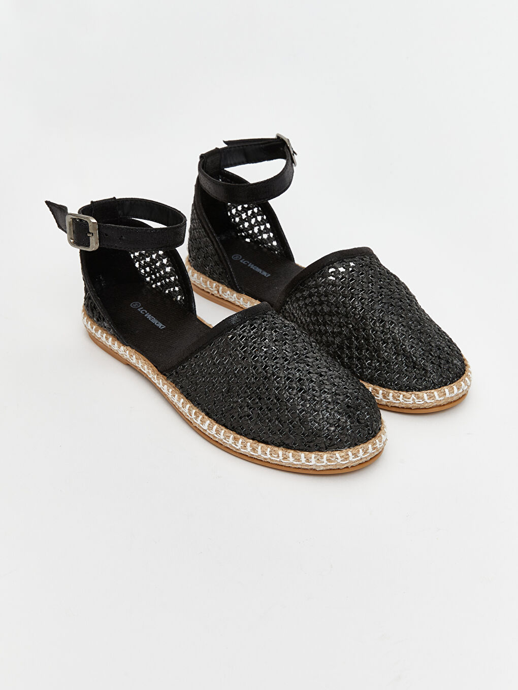 Siyah Hasır Örgülü Kız Çocuk Babet