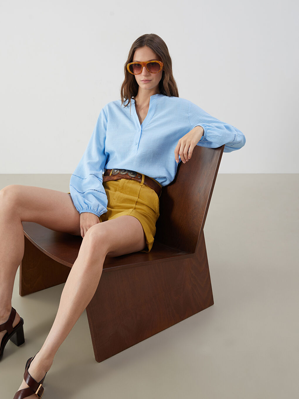 Woman BLUE Blouse -S5QY39Z8-QXH