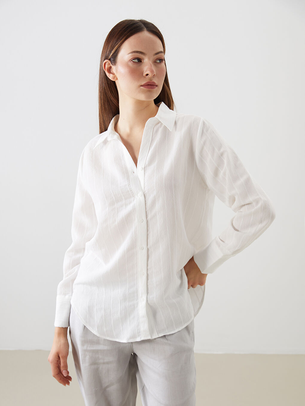 LCWAIKIKI Classic Striped Women's Shirt -S5QY41Z8-Q6K