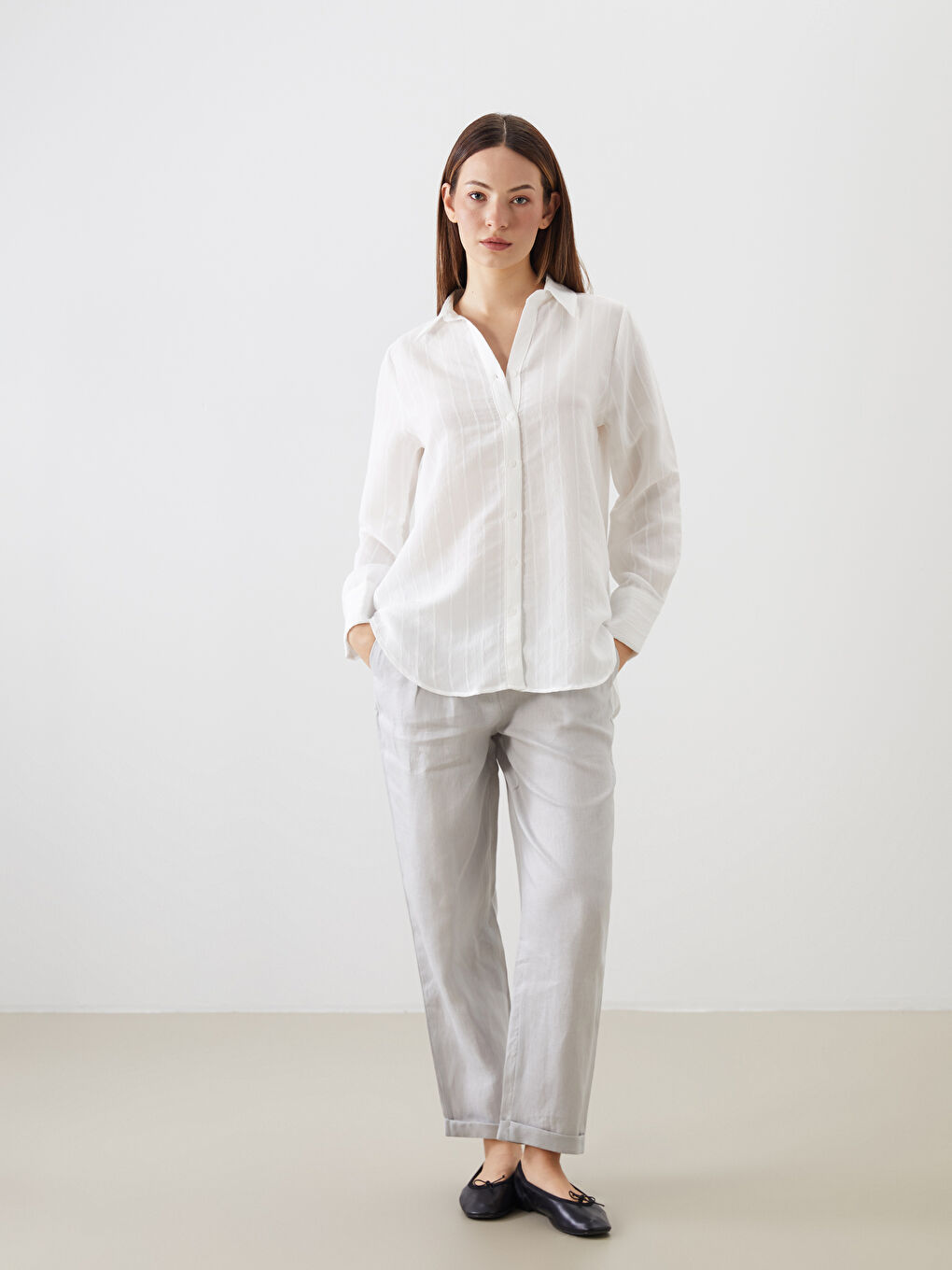 LCWAIKIKI Classic Striped Women's Shirt -S5QY41Z8-Q6K