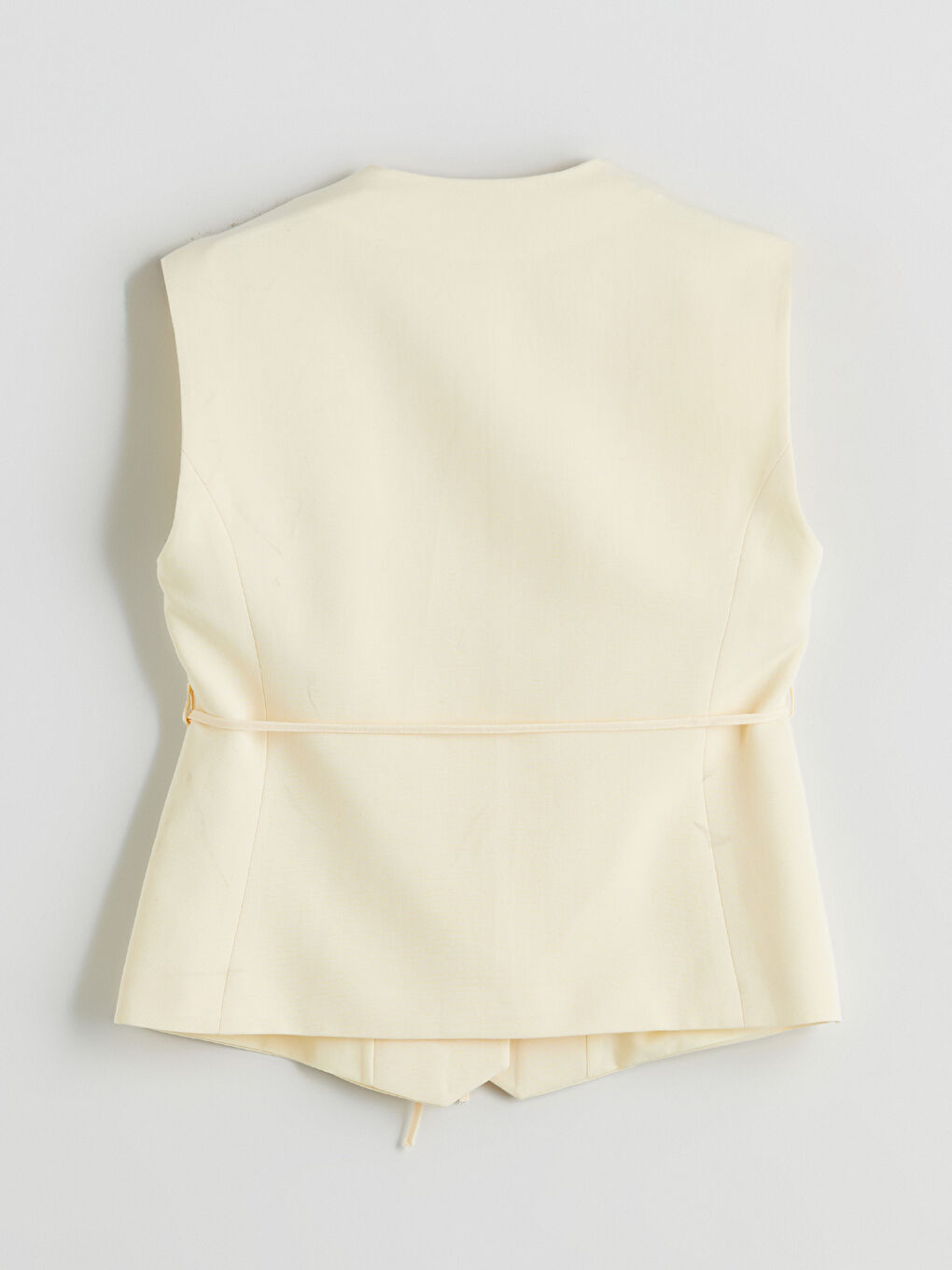 V-Neck Linen Blend Women's Classic Waistcoat -S5QY52Z8-YTS
