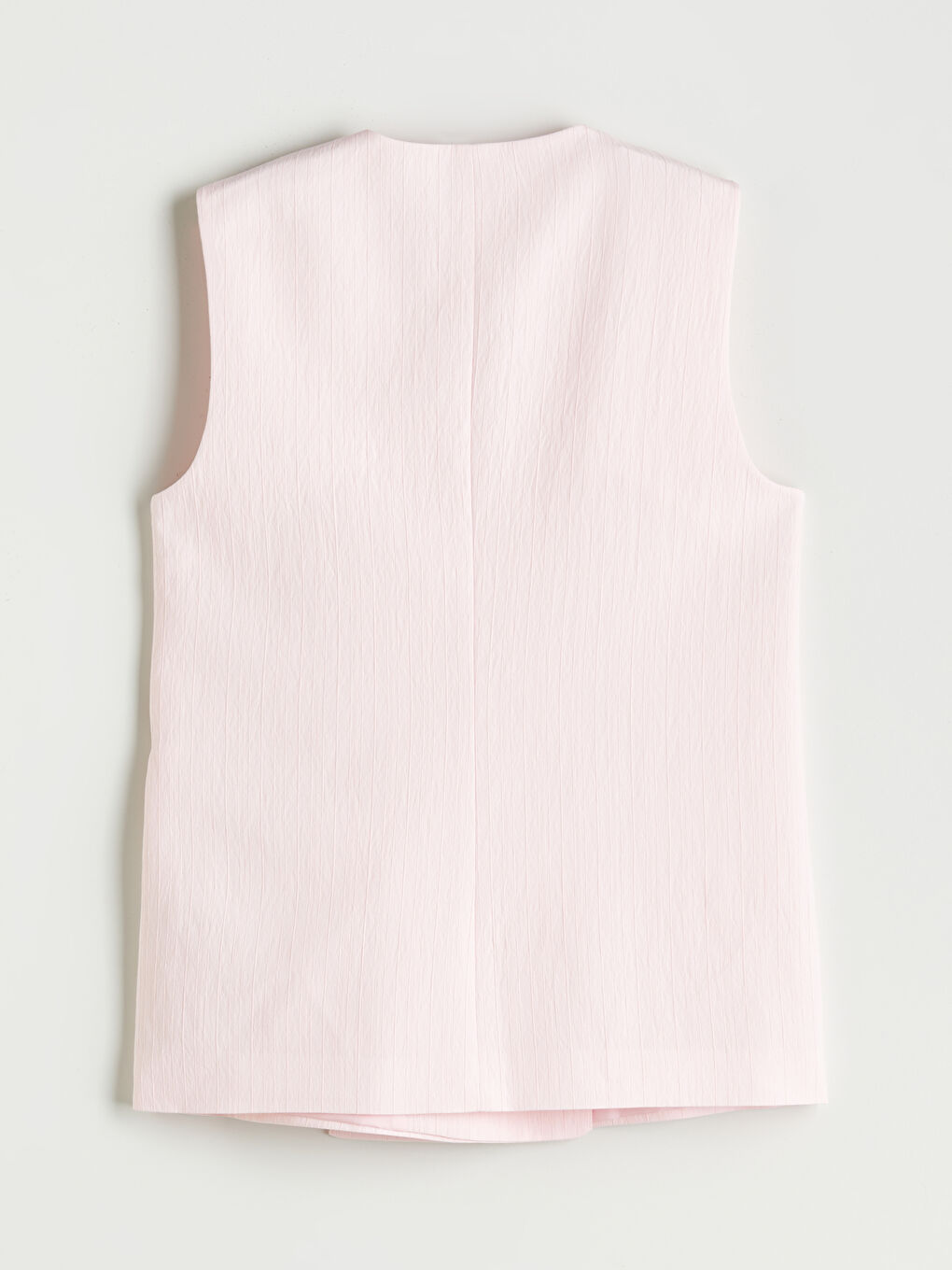 Pembe V Yaka Dokulu Kadın Klasik Yelek-5