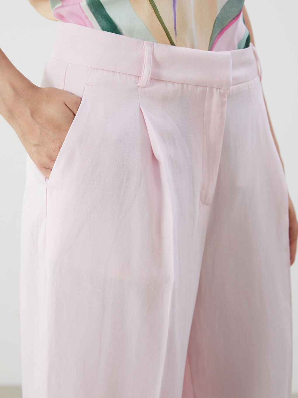 Loose Fit Linen Blend Women's Trousers -S5QY61Z8-DTG
