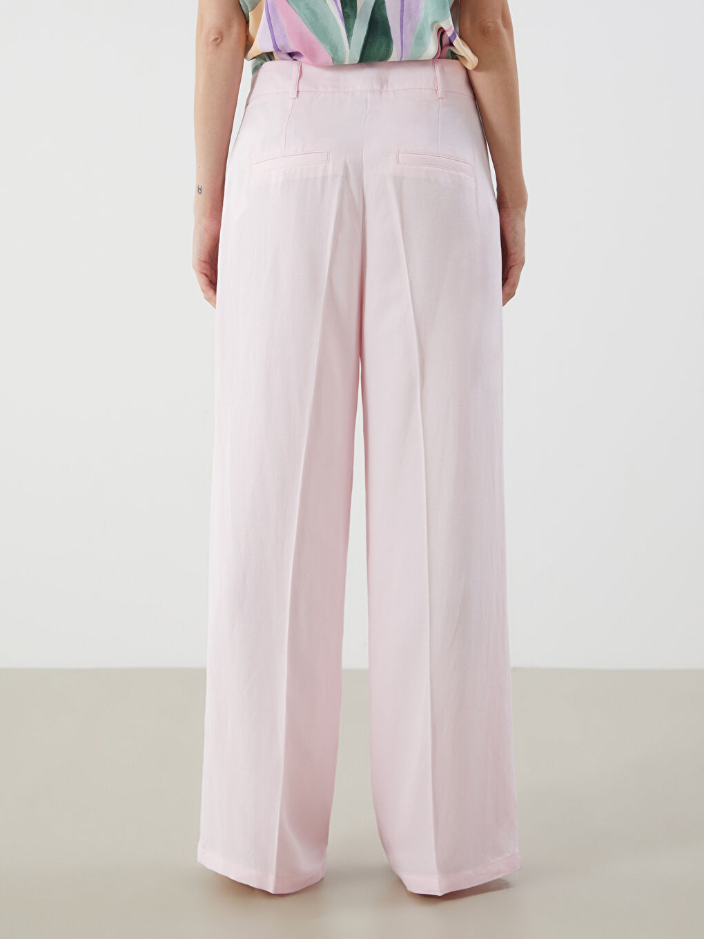 Loose Fit Linen Blend Women's Trousers -S5QY61Z8-DTG