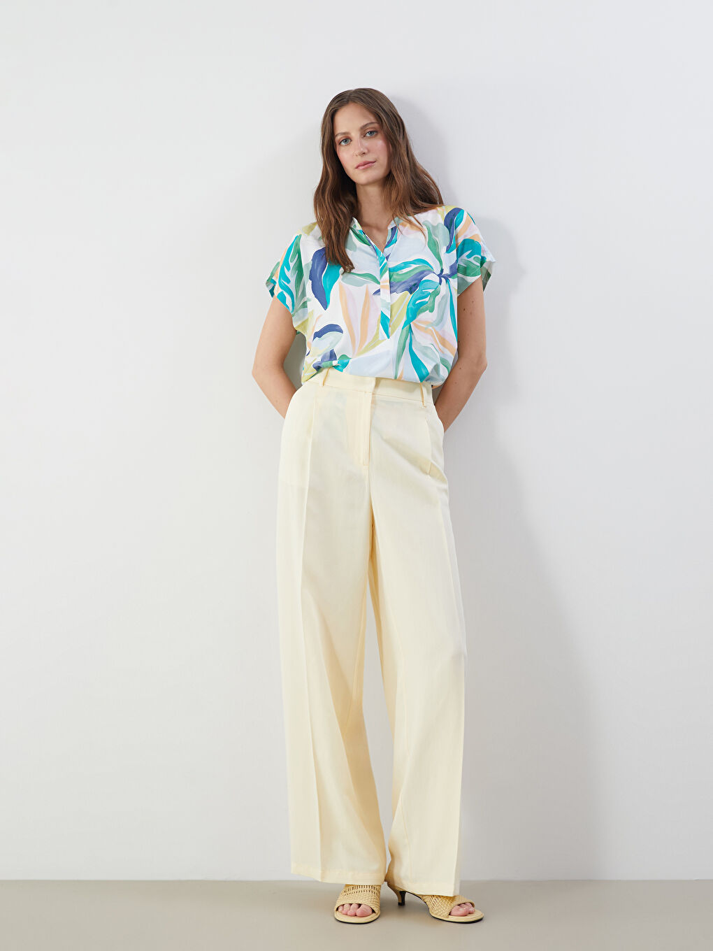 Loose Fit Linen Blend Women's Trousers -S5QY61Z8-YTS