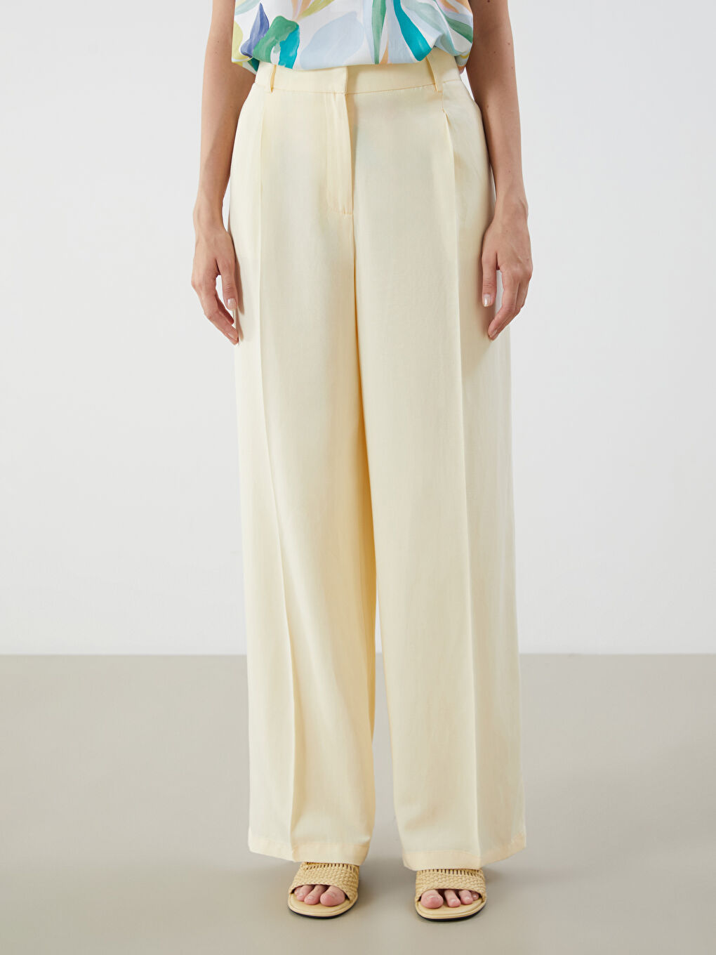 Loose Fit Linen Blend Women's Trousers -S5QY61Z8-YTS