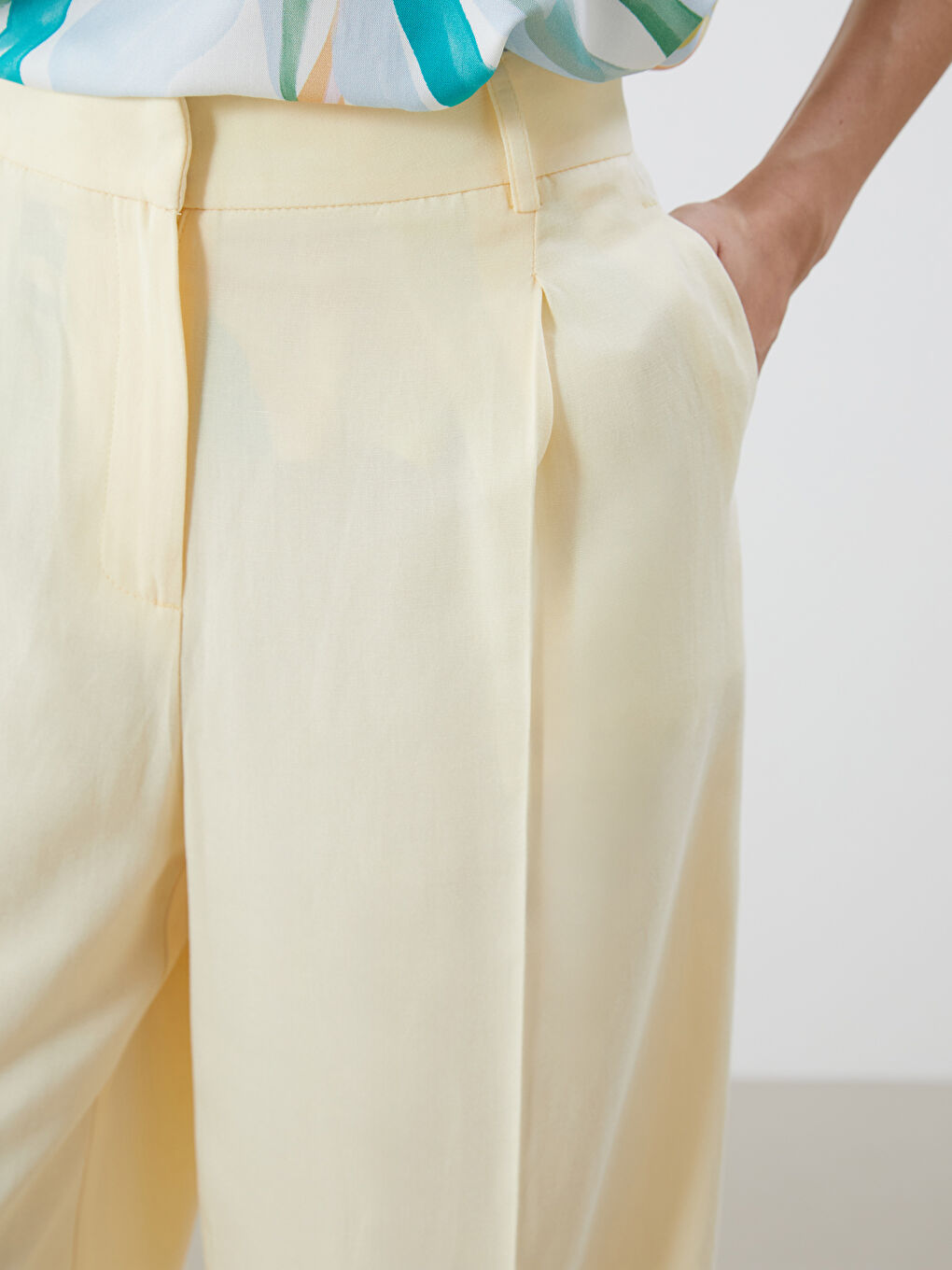 Loose Fit Linen Blend Women's Trousers -S5QY61Z8-YTS