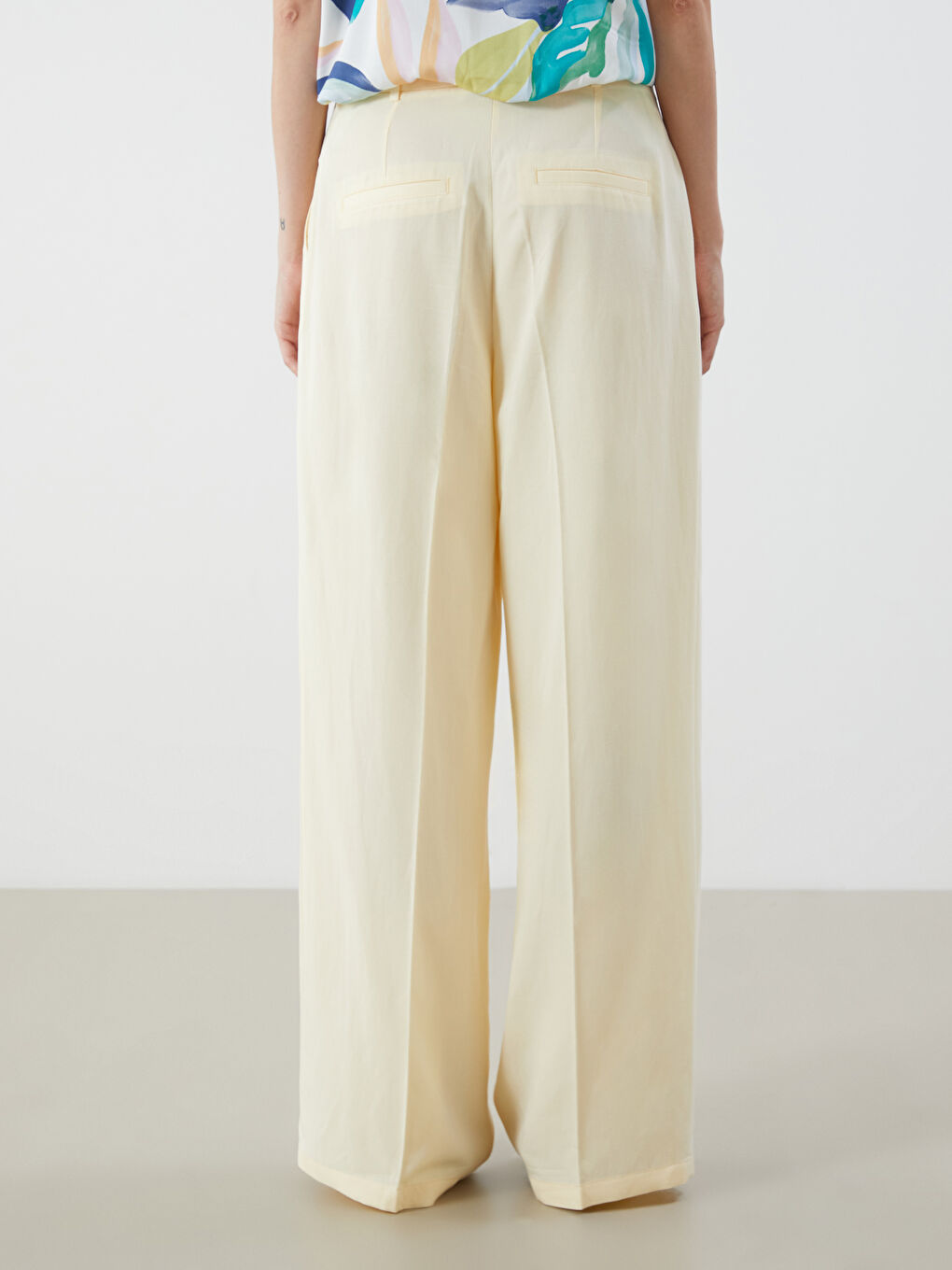 Loose Fit Linen Blend Women's Trousers -S5QY61Z8-YTS