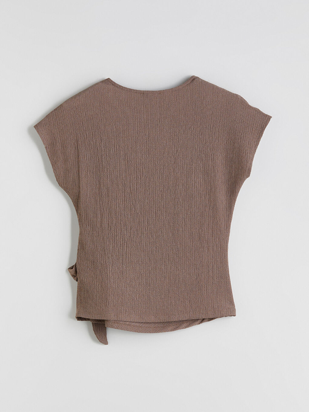 Kahverengi Bisiklet Yaka Dokulu Fiyonklu Bluz-5