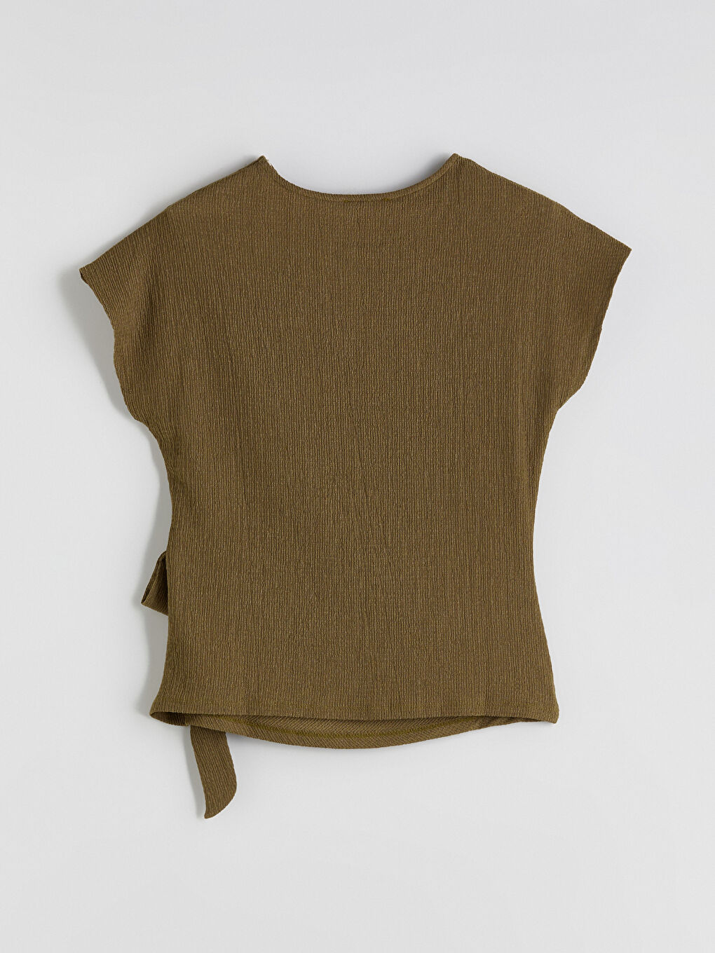 Haki Bisiklet Yaka Dokulu Fiyonklu Bluz-5