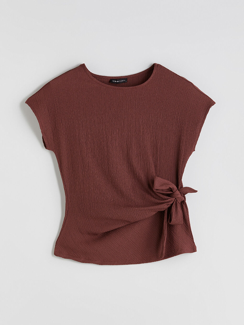 Kahverengi Bisiklet Yaka Dokulu Fiyonklu Bluz-4