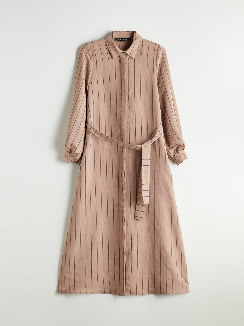 LCW Modest Woman BROWN Shirt Dress -S5QY72Z8-LEW