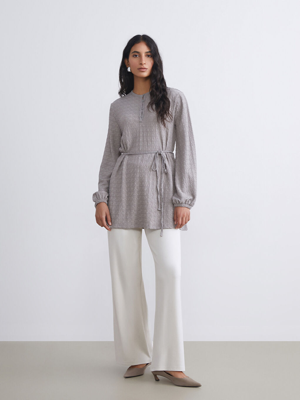 سروال رياضة واسع الساق بخصر مطاطي نساء