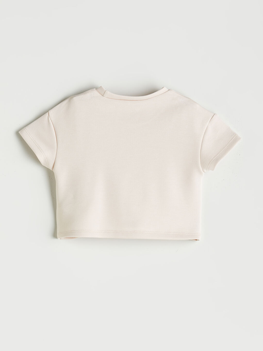 Bej Bisiklet Yaka Baskılı Kız Bebek Tişört ve Şort 2'li-2