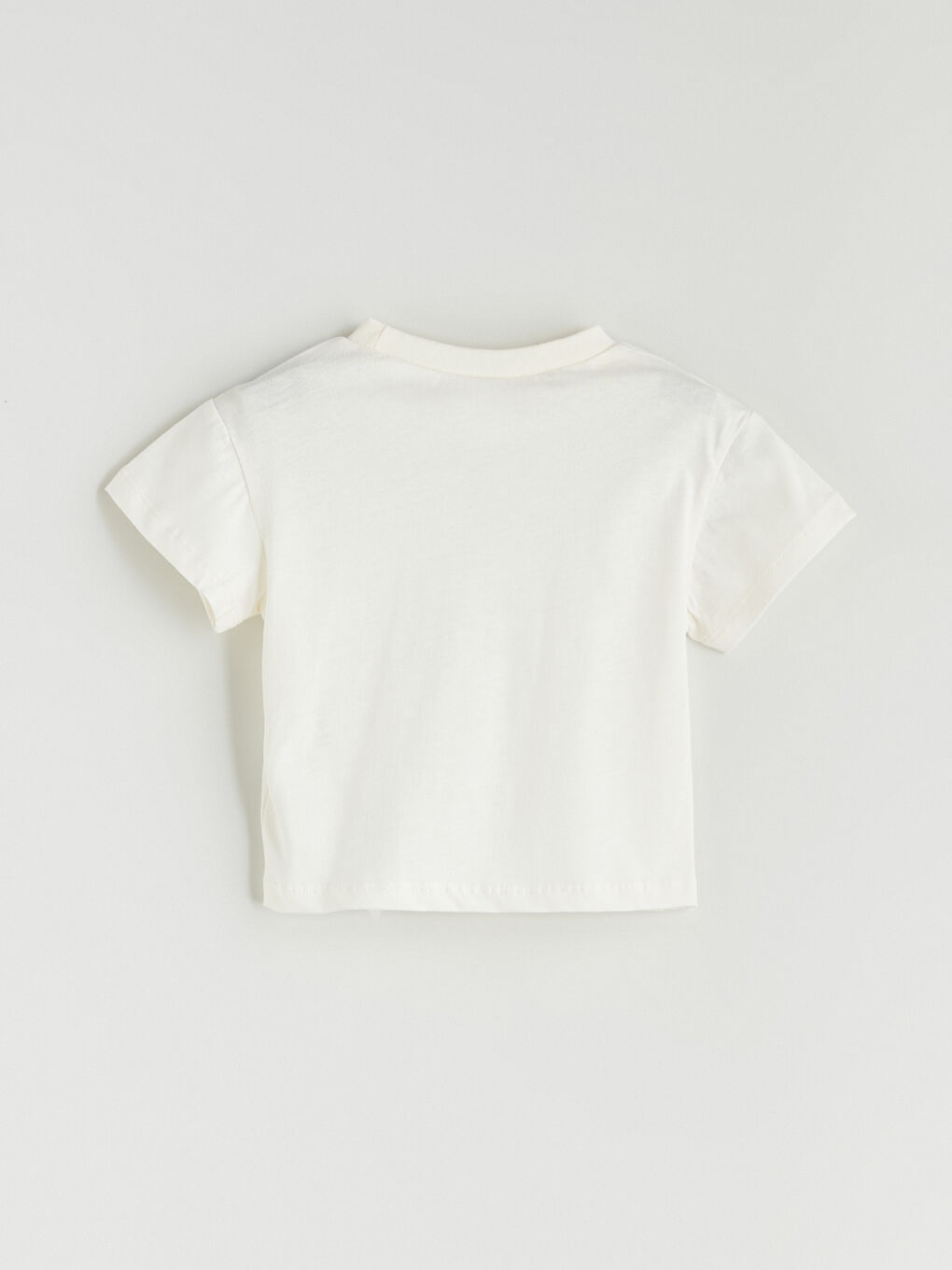 Ekru Bisiklet Yaka Baskılı Erkek Bebek Tişört-1