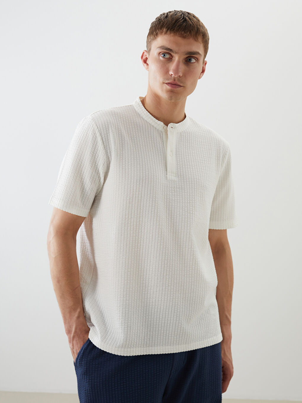 LCW Vision Grandad Collar Men's T-Shirt -S5QY93Z8-R9J