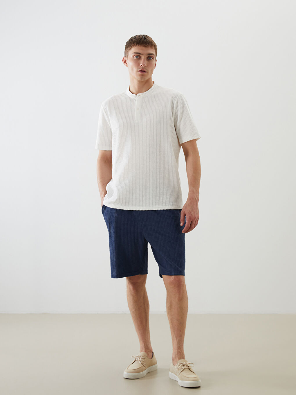 LCW Vision Grandad Collar Men's T-Shirt -S5QY93Z8-R9J