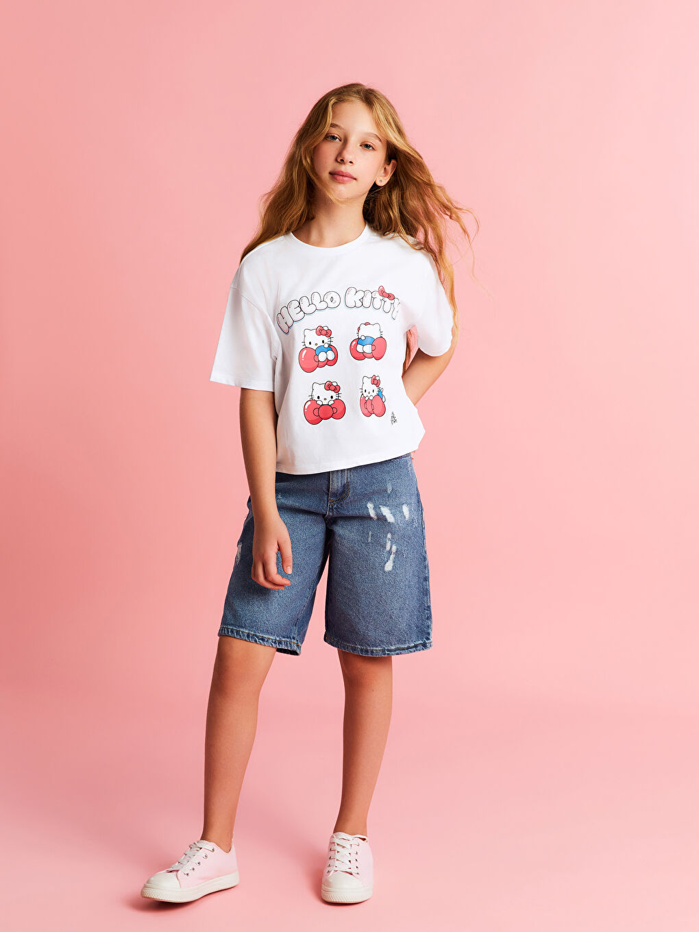 LCW Kids Yırtık Detaylı Kız Çocuk Jean Şort -S5R010Z4-H45