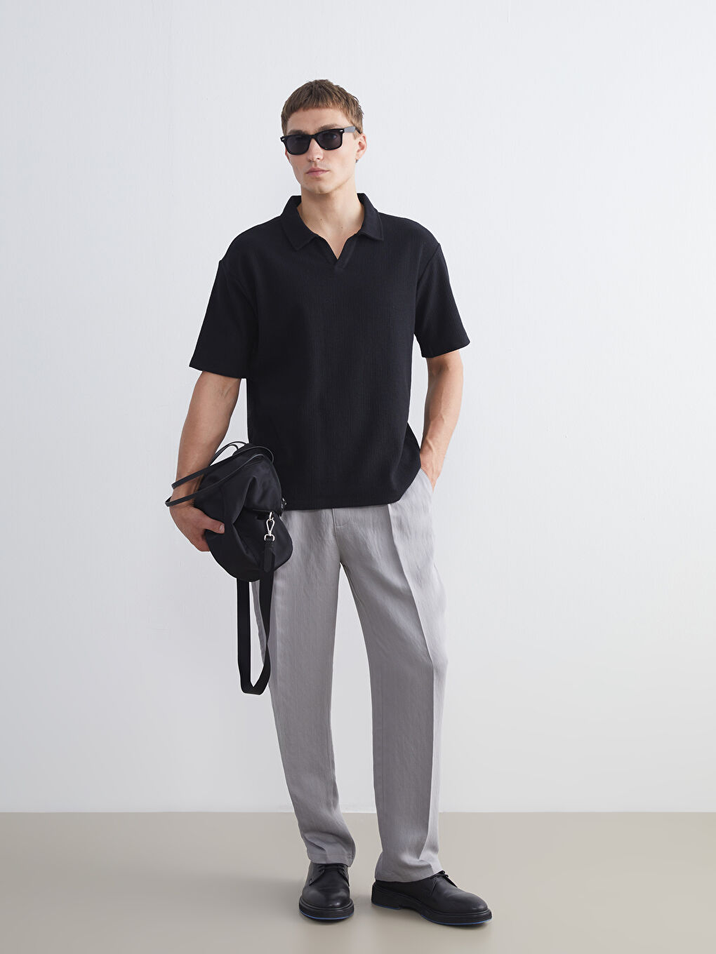 Gri Rahat Kalıp Viskon Erkek Pantolon