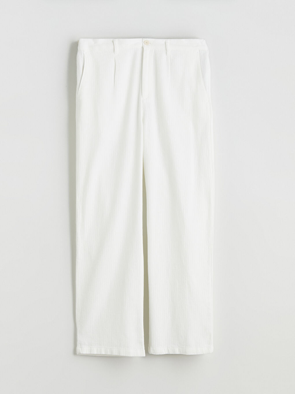 Ekru Standart Kalıp Keten Karışımlı Erkek Pantolon-4