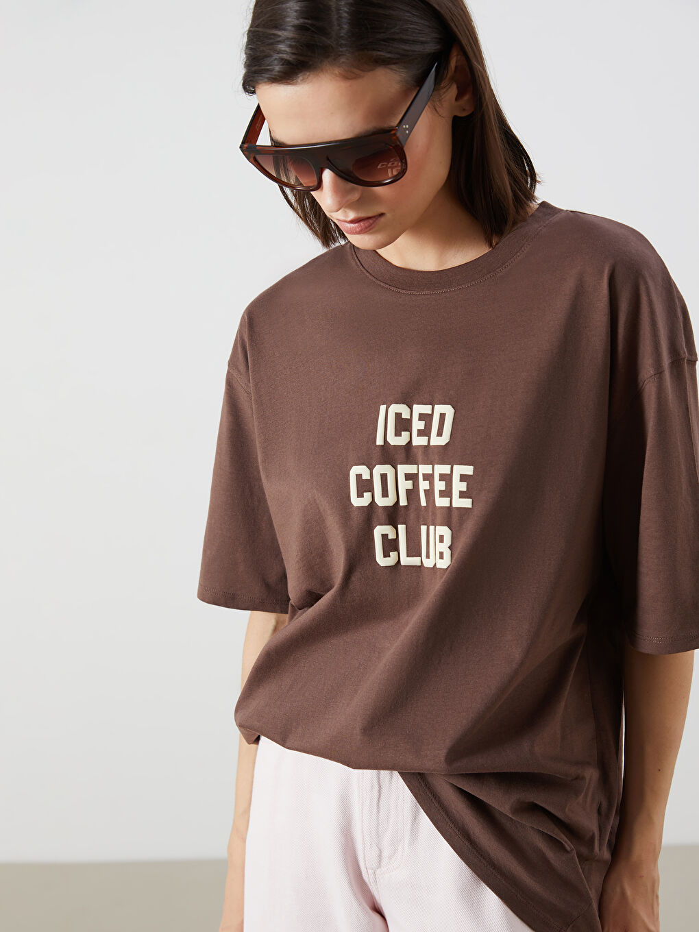 LCW Vision Crew Neck Printed Oversize Women's T-Shirt -S5R046Z8-R3C
