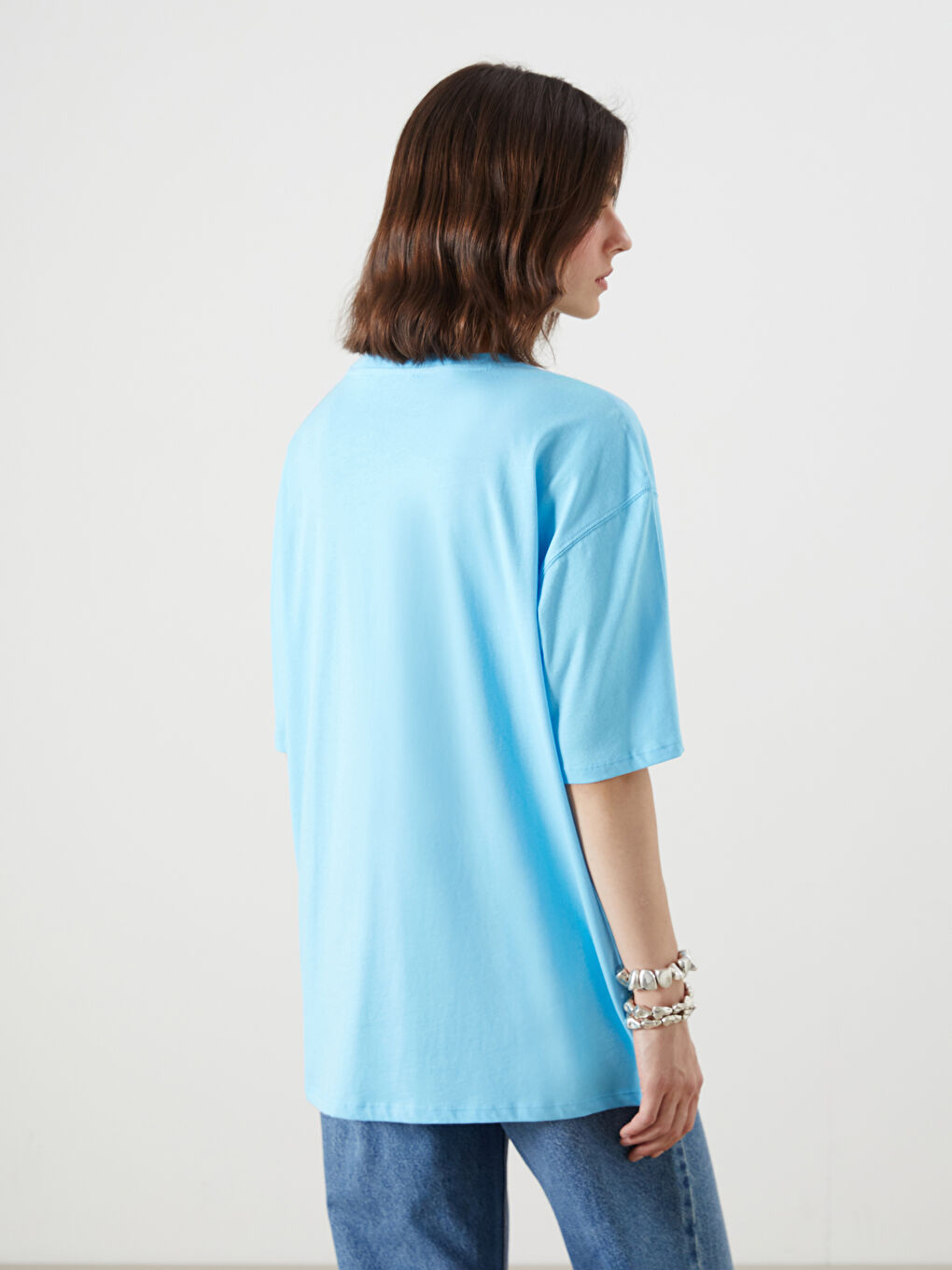 LCW Vision Crew Neck Printed Oversize Women's T-Shirt -S5R047Z8-QZE