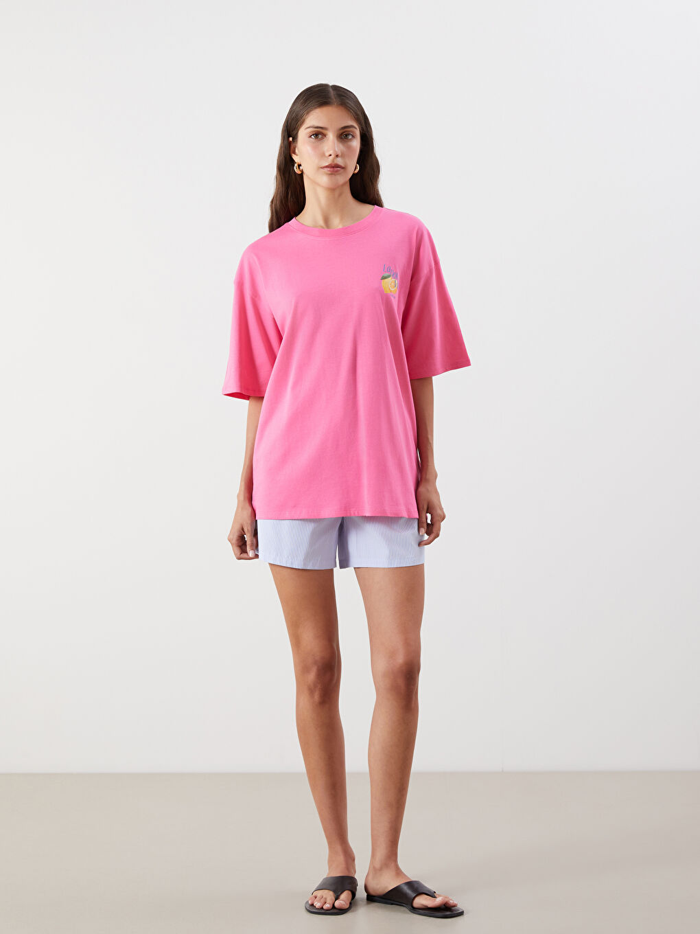 LCW Vision Crew Neck Printed Oversize Women's T-Shirt -S5R050Z8-R0J
