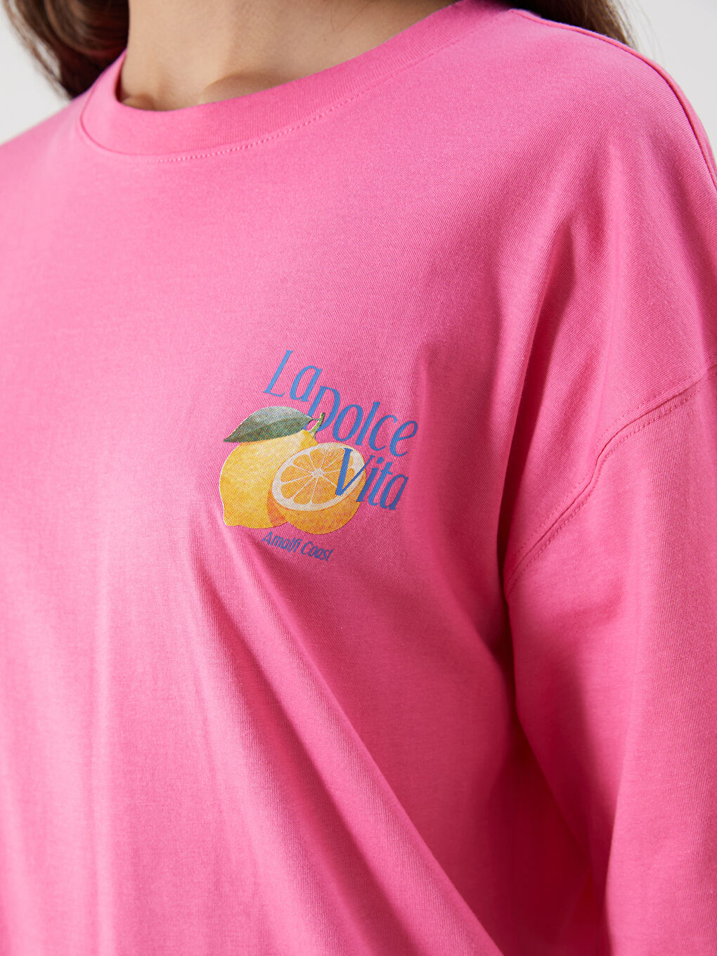 LCW Vision Crew Neck Printed Oversize Women's T-Shirt -S5R050Z8-R0J