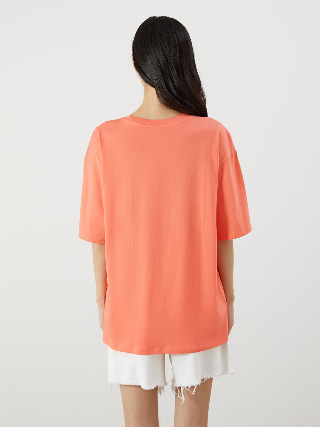 Crew Neck Printed Oversize Women's T-Shirt -S5R051Z8-GKP