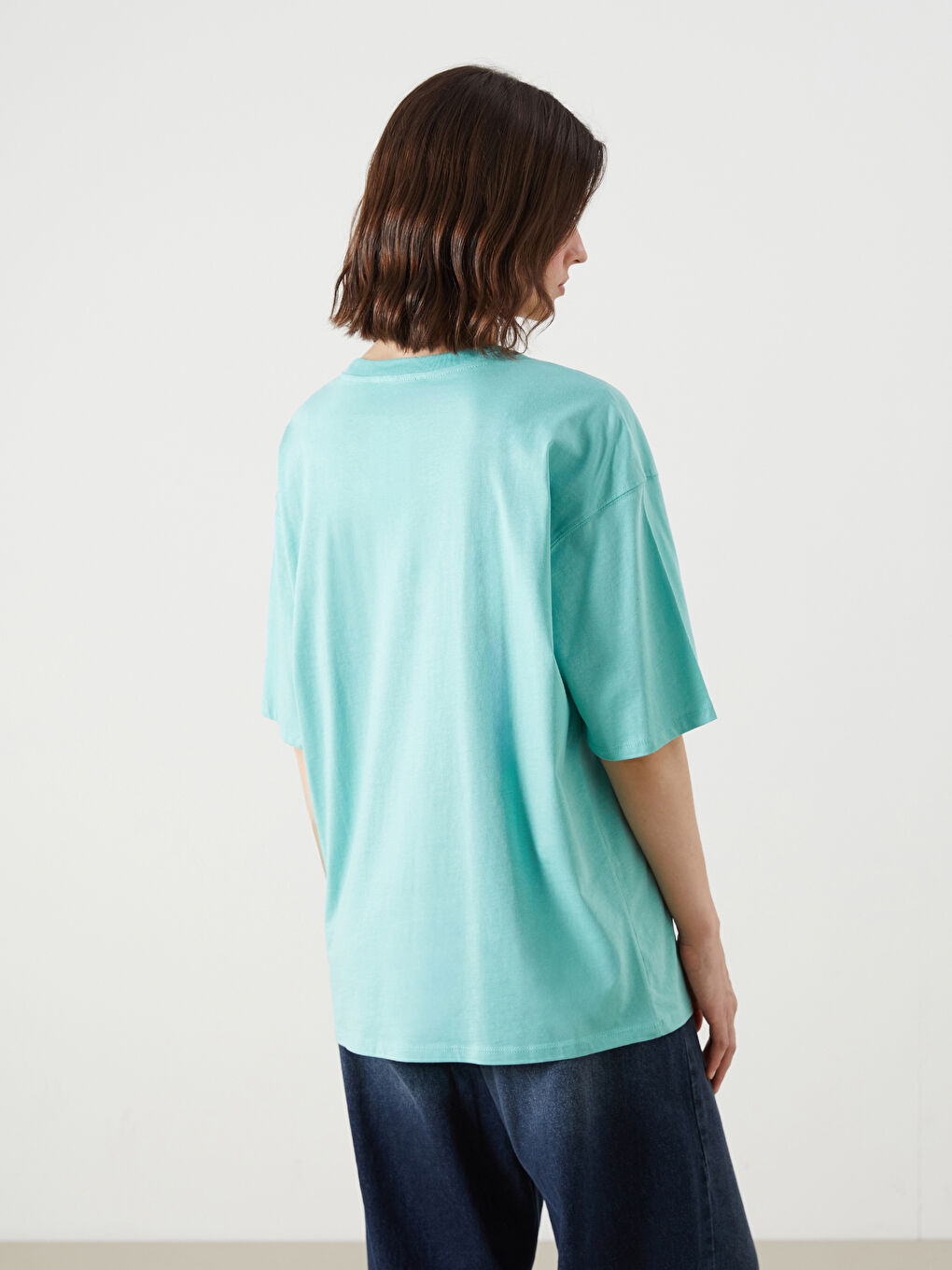 LCW Vision Crew Neck Printed Oversize Women's T-Shirt -S5R061Z8-FJW