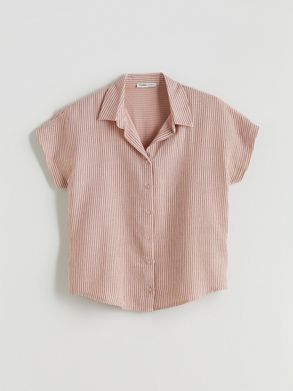 Pembe Çizgili Müslin Kadın Gömlek-4