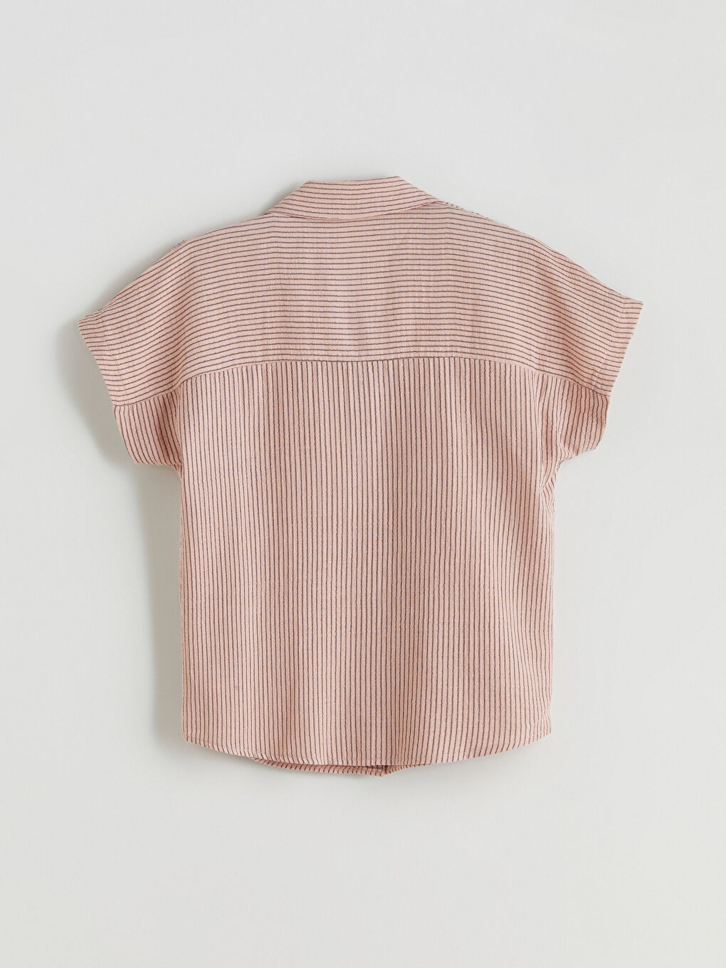 Pembe Çizgili Müslin Kadın Gömlek-5