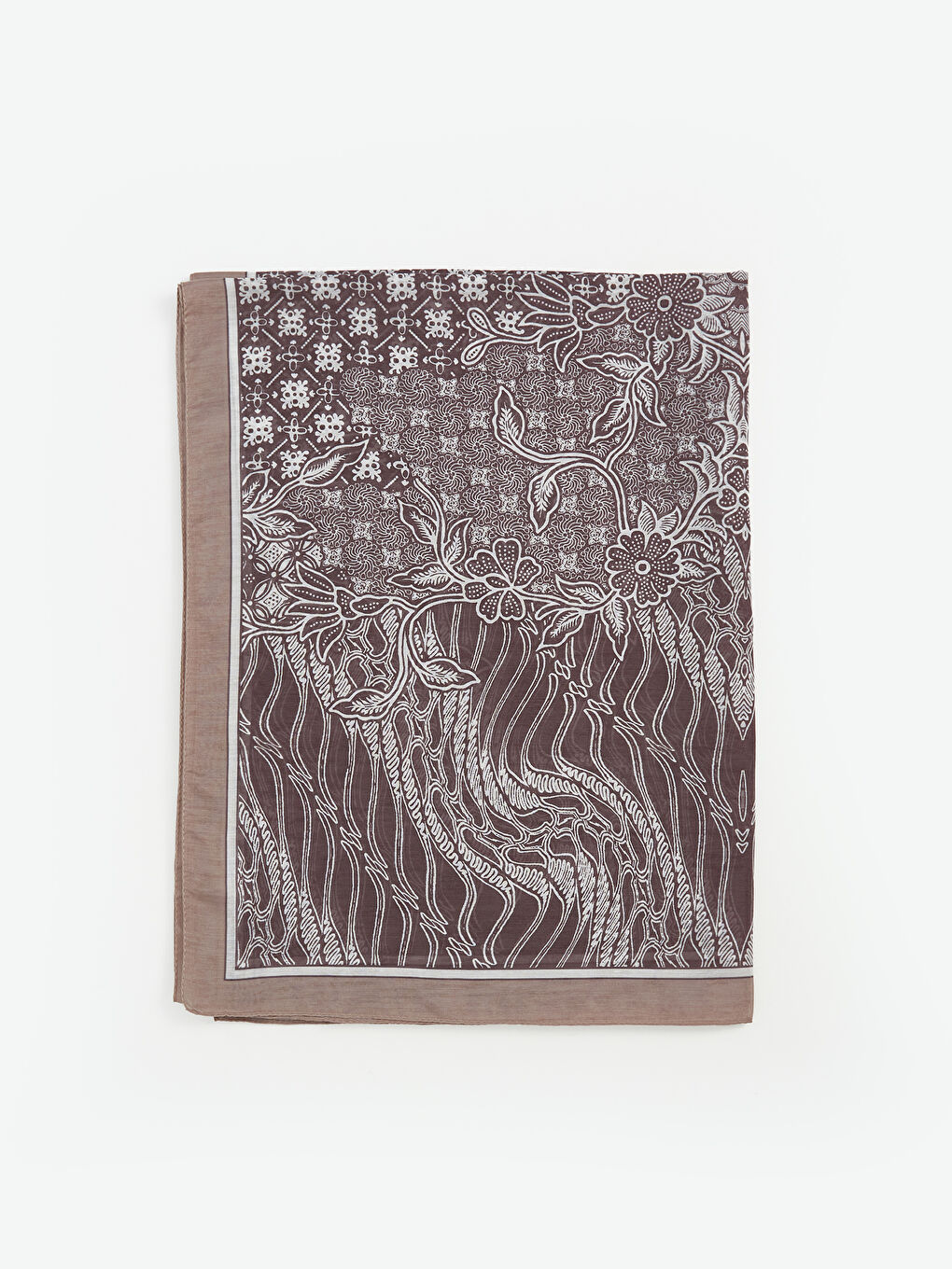 Bej Desenli Kadın Şal-1