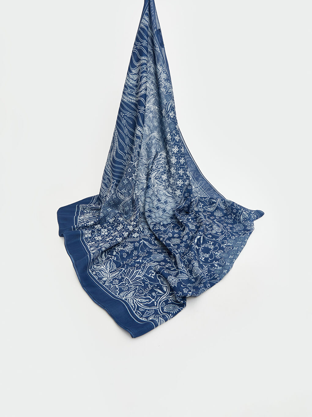 Mavi Desenli Kadın Şal