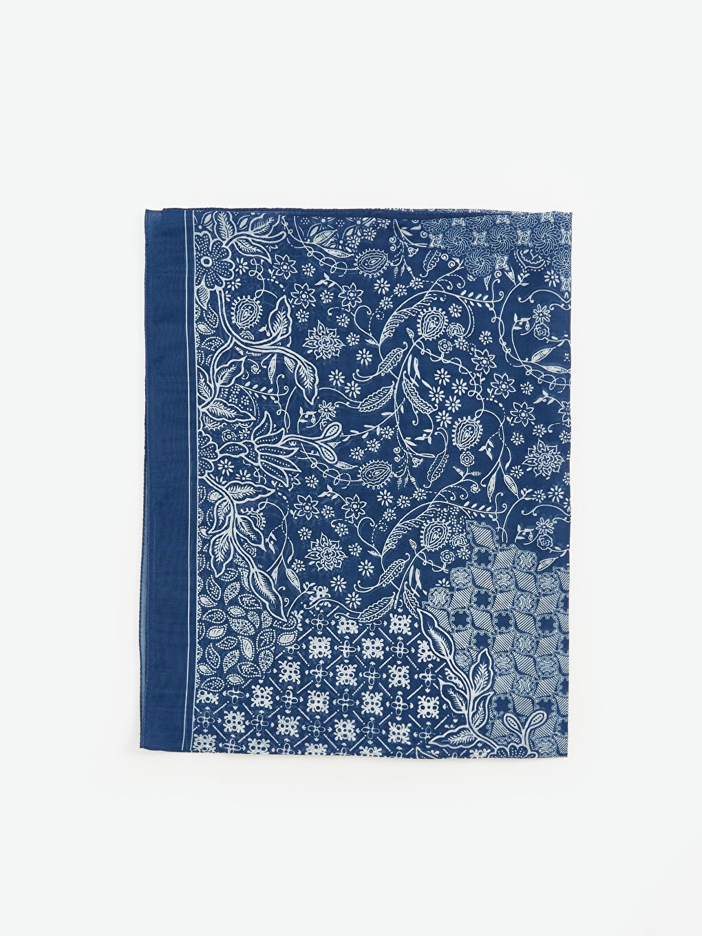 Mavi Desenli Kadın Şal-1