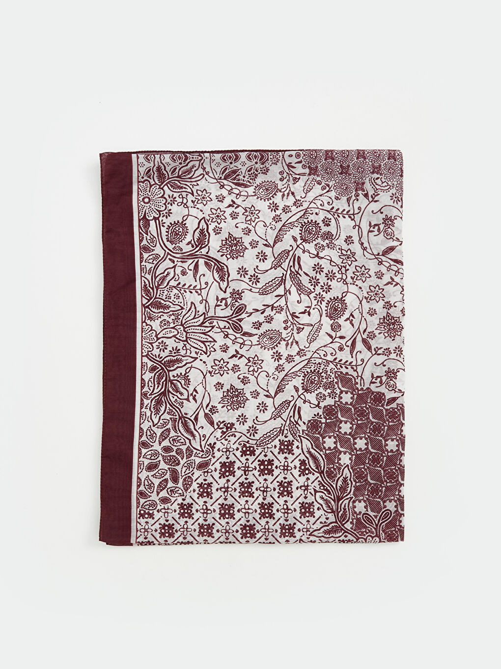 Bordo Desenli Kadın Şal-1